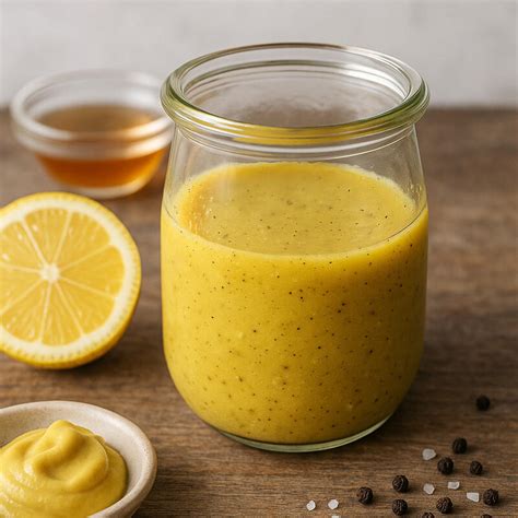 Dressing in einem Glas mit frischen Yuzu-Zesten