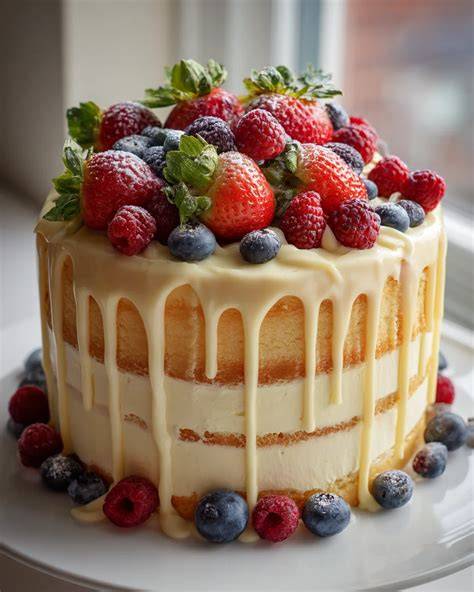 Drip Cake mit Schokoglasur und frischen Beeren