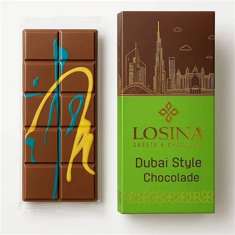 Dubai Skyline und Schokoladentafel