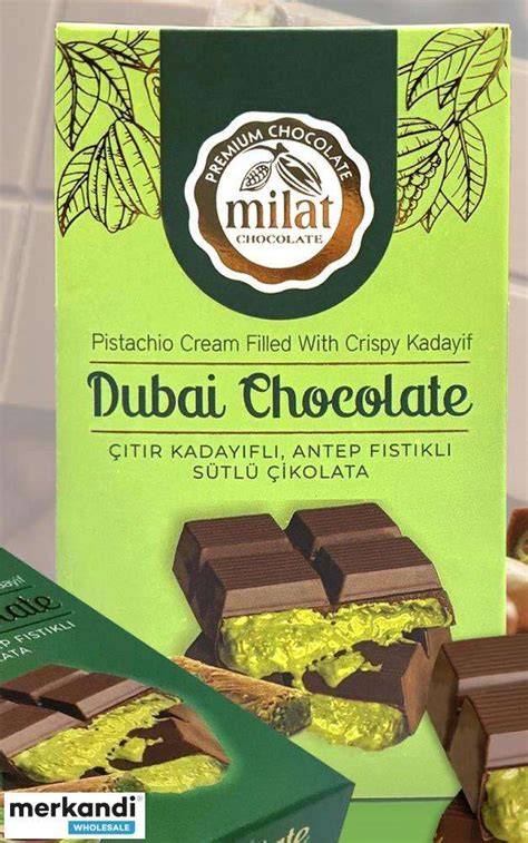 Dubai-Schokolade mit Pistazienfüllung und Kadayif