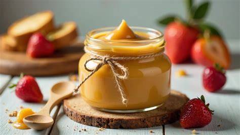 Dulce de leche Glas und Karamelllöffel