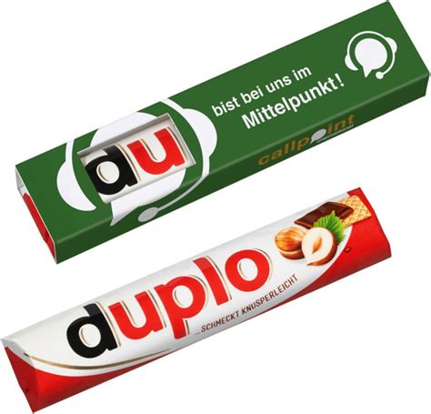 Duplo als Werbegeschenk mit Logo auf Verpackung