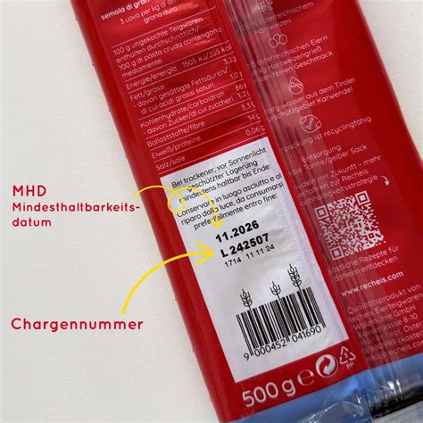 EAN, Chargen und Hinweise auf Verpackung