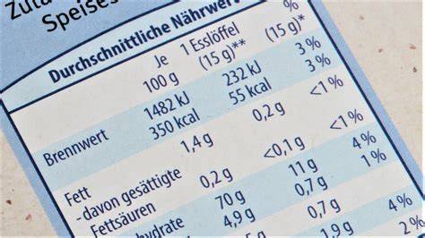 EU Nährwertdeklaration Beispiel