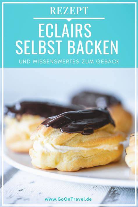 Eclair Herstellungsschritte: Brandteig kochen, dressieren, backen, füllen, glasieren
