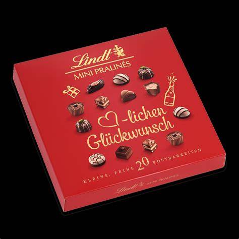 Edle Verpackung der Lindt Mini Pralinés Marzipan als Geschenkidee