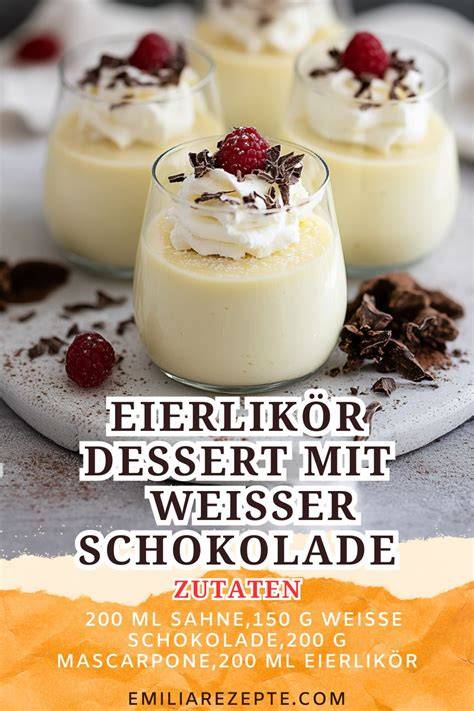 Eierlikör, weiße Schokolade und Mandeln als Zutaten