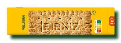 Ein aufgeschnittener Leibniz Vollkornkeks und die Verpackung