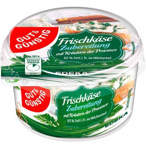 Einfache Zutatenliste purer Frischkäse vs. Zubereitung