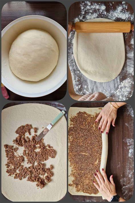 Einzelne Zubereitungsschritte einer Nuss-Torte