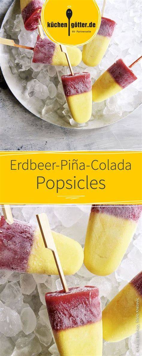 Eis am Stiel: Erdbeer-Piña-Colada-Popsicles
