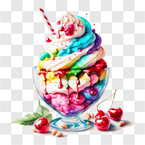 Eisbecher mit bunten Streuseln - moderne Präsentation