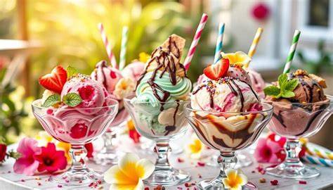 Eiskreationen und Serviervorschläge