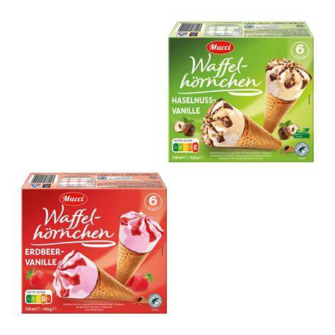 Eisregal mit Waffeleis- und Stieleis-Produkten bei REWE, Übersicht