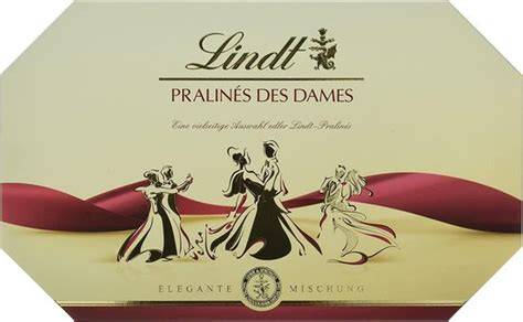Elegante Typografie: Titel „Pralinés des Dames“ mit feinen Ornamenten
