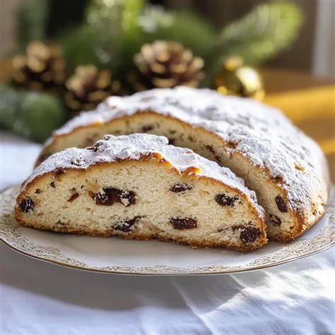 Elisenlebkuchen mit Trockenfrüchten angerichtet auf einem weihnachtlichen Teller