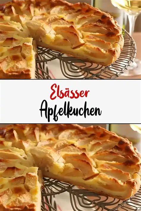 Elsässer Apfelkuchen mit fächerförmig eingeschnittenen Äpfeln auf Mürbeteig