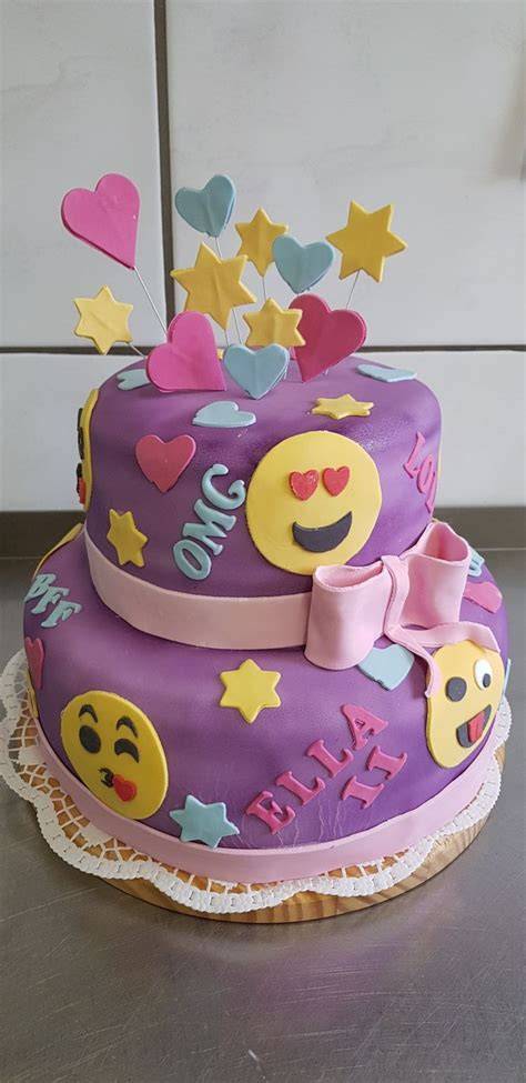 Emoji Motivtorte mit Schablone, Fondant und Buttercreme