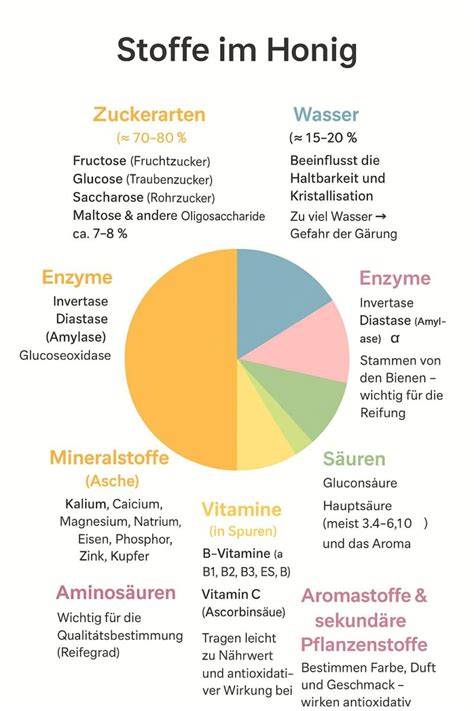 Energiewert, Süßkraft und Inhaltsstoffe: Honig versus Kristallzucker als Infografik