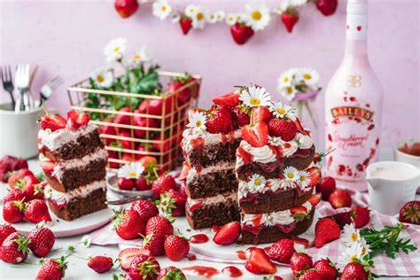 Erdbeer-Baileys-Torte: Luftige Schokoböden und Mascarpone-Sahne