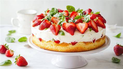 Erdbeer-Biskuit-Torte mit cremiger Mascarponefüllung