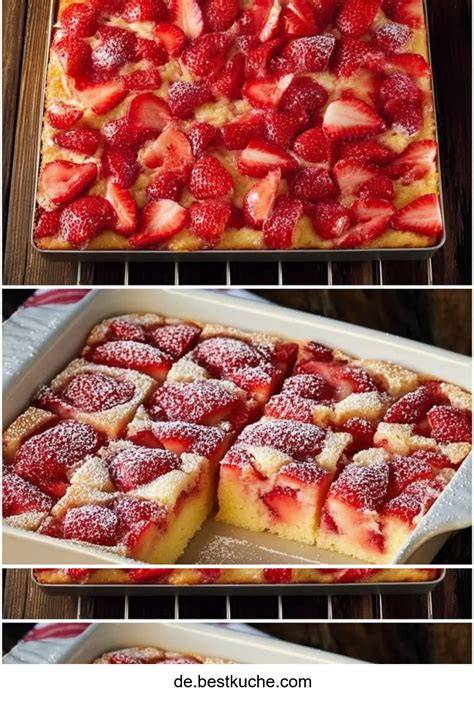 Erdbeer-Blechkuchen auf einem Gartentisch