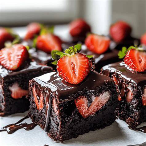 Erdbeer-Brownies mit Schoko-Ganache