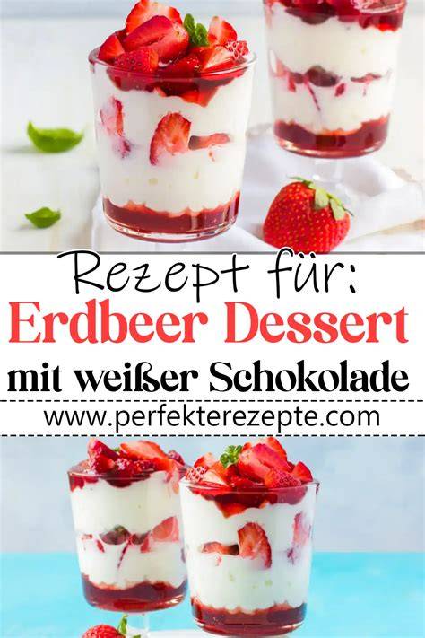 Erdbeer-Joghurt-Quark-Dessert mit Minze und weißer Schokolade