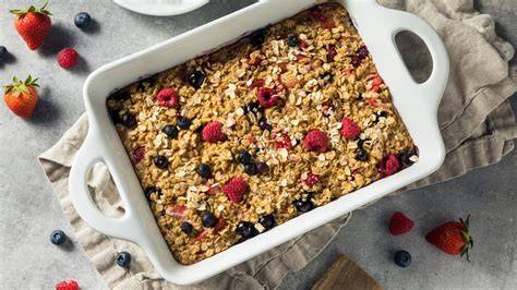 Erdbeer-Knusper-Dessert mit Nüssen und Haferflocken