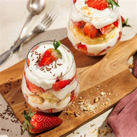 Erdbeer-Mascarpone-Dessert auf Gartenfest