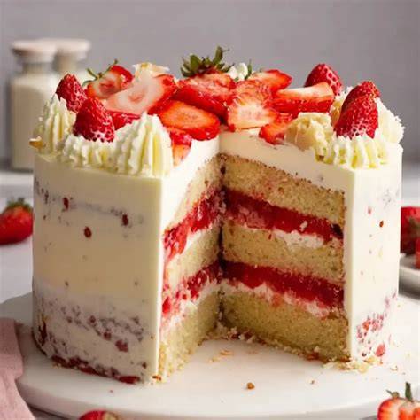 Erdbeer-Mascarpone-Torte mit Rosé-Sekt als Sommerdessert