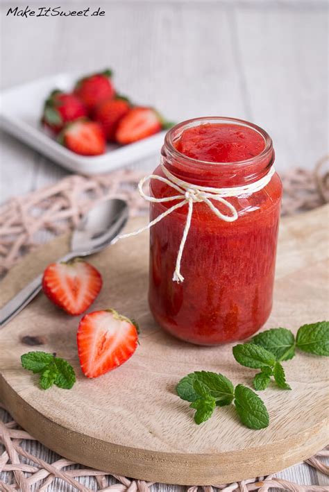 Erdbeer-Minze-Marmelade im Glas