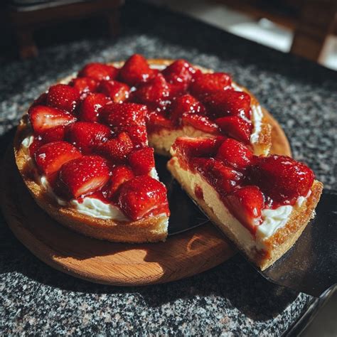 Erdbeerkuchen mit Quark auf einer Sommer-Kaffeetafel