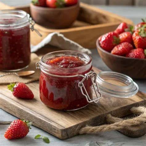 Erdbeermarmelade mit Agar-Agar in Gläsern