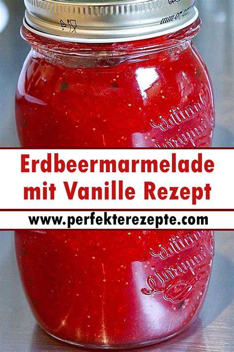 Erdbeermarmelade mit Vanille im Glas