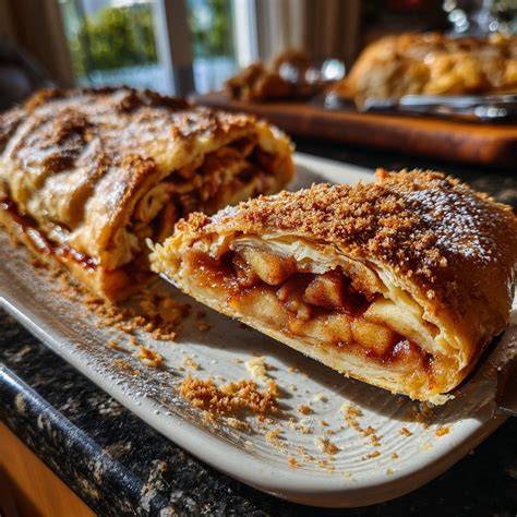 Erdbeerpuddingstrudel frisch gebacken