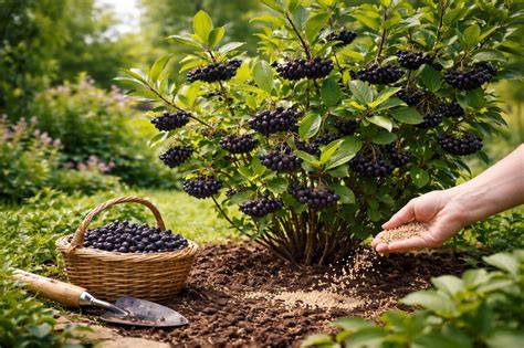 Ernte, Entsaften und Einkochen von Aroniabeeren im eigenen Garten