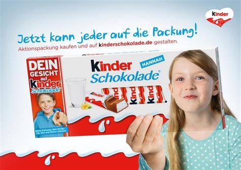 Erste Werbeanzeigen und Verpackungen von Kinder Schokolade