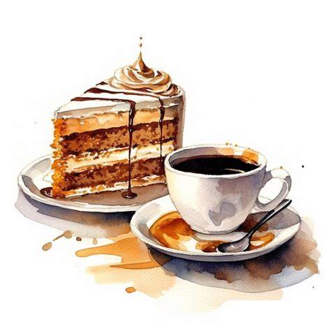 Espresso und Stück Bueno-Torte auf einem Teller