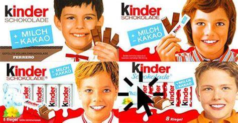 Evolution des Kinderschokolade Logos: Gesichter durch die Jahrzehnte