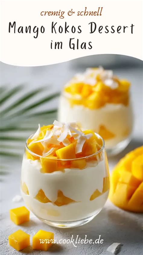 Exotisches Dessert mit Mango und Kokos