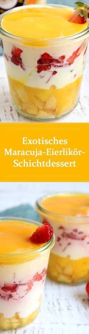 Exotisches Früchteschichtdessert im Glas