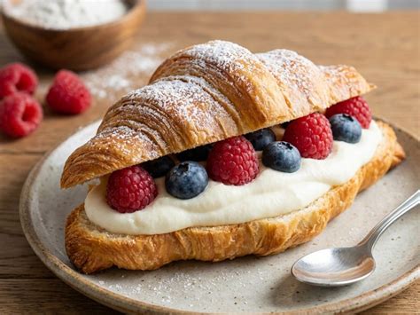 Füllung verteilen: Marmeladenschicht, Quarkcreme, Beeren; dann straff aufrollen