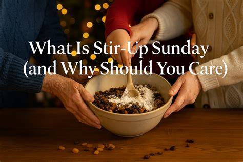 Familie beim Stir-up Sunday: gemeinsames Umrühren