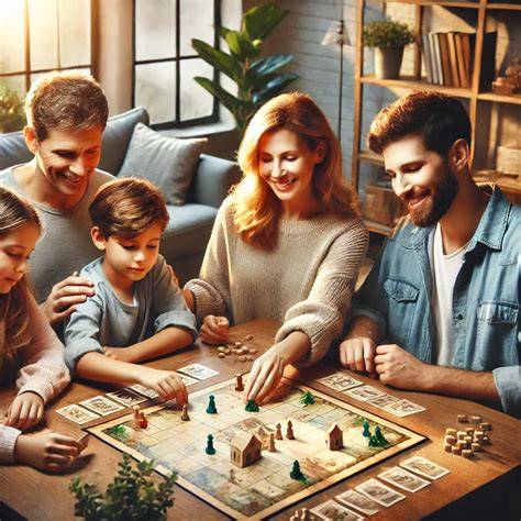Familie beim gemeinsamen Spielen von HABA-Spielen