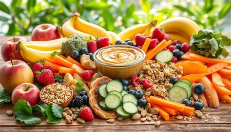 Familie bereitet gemeinsam gesunde Snacks und Süßigkeiten zu