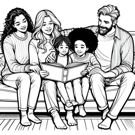 Familie liest gemeinsam vor dem Zubettgehen