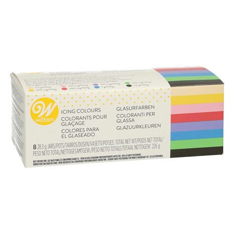 Farbenfrohe Wilton Pastenfarben und verwendete Farbstoffe