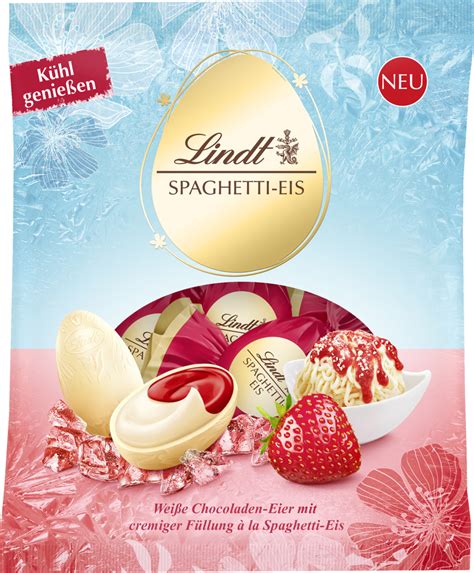 Feierliche Präsentation von Lindt Spaghetti Eis Ostereiern