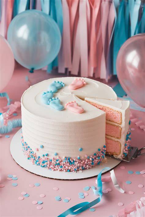 Feierlicher Anschnitt Gender Reveal Cake Überraschung